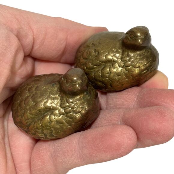 Vintage brass figures quail bird figurines paperweights miniature made in Taiwan - Picture 6 of 9